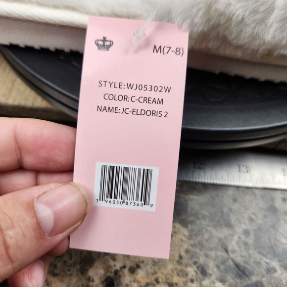 Womens Juicy Couture Eldoris size M Medium 7-8 White Faux Fur Lined Slippers - Picture 5 of 6